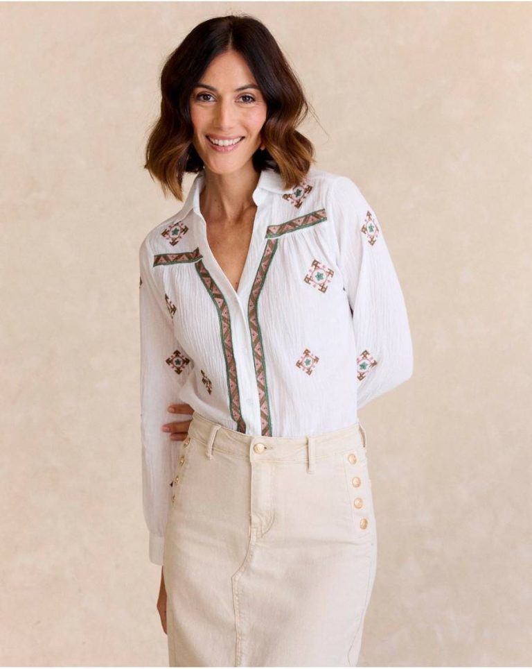 Blouses And Shirts Women Pandora Ethnic Shirt Polín Et Moi White - Image 3