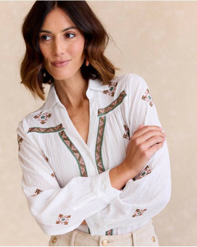 Blouses And Shirts Women Pandora Ethnic Shirt Polín Et Moi White - Image 4