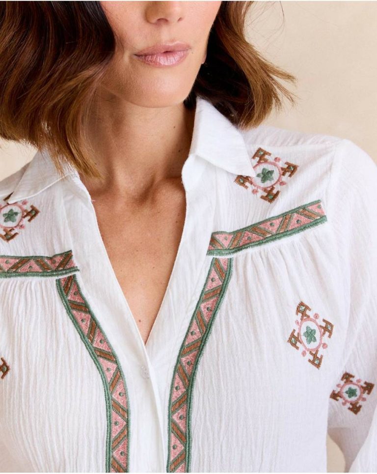 Blouses And Shirts Women Pandora Ethnic Shirt Polín Et Moi White - Image 5
