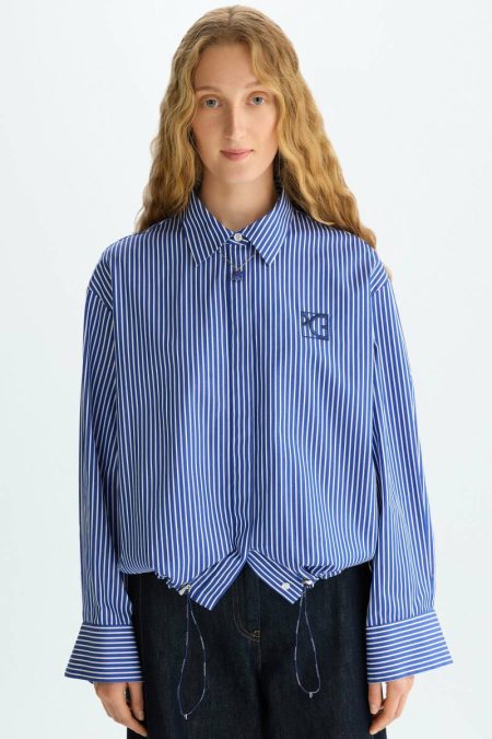 Blue/White Shirts Purificacion Garci Women Cubo Pg Striped Poplin Shirt