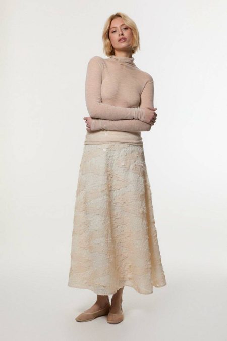 Blush Karen Millen Skirts Women Textured Sequin Woven Midi Skirt