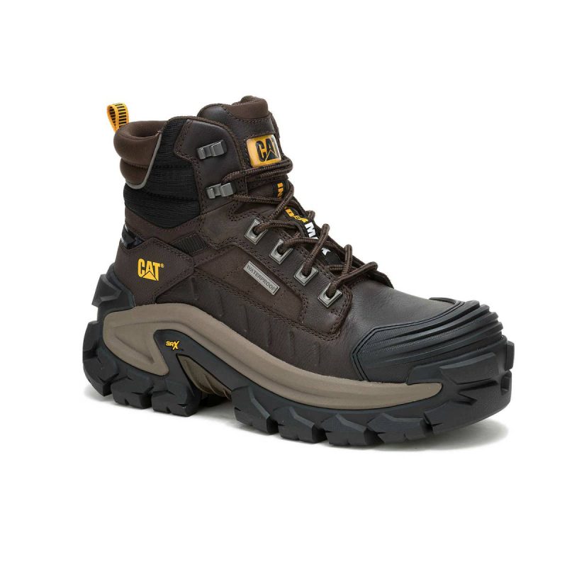 Boots Cat Coffee Bean Men's Invader Max Waterproof Composite Toe Work Boot Men - Image 2