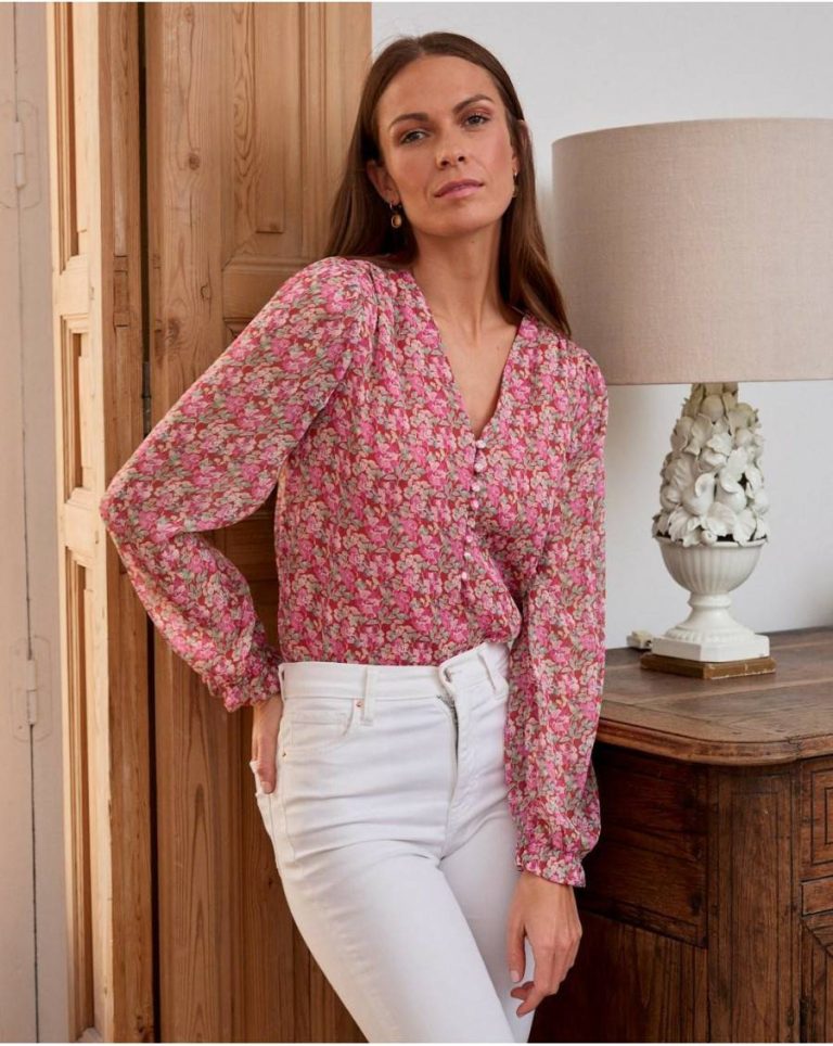 Bottia Chiffon Blouse Polín Et Moi Raspberry Blouses And Shirts Women - Image 2