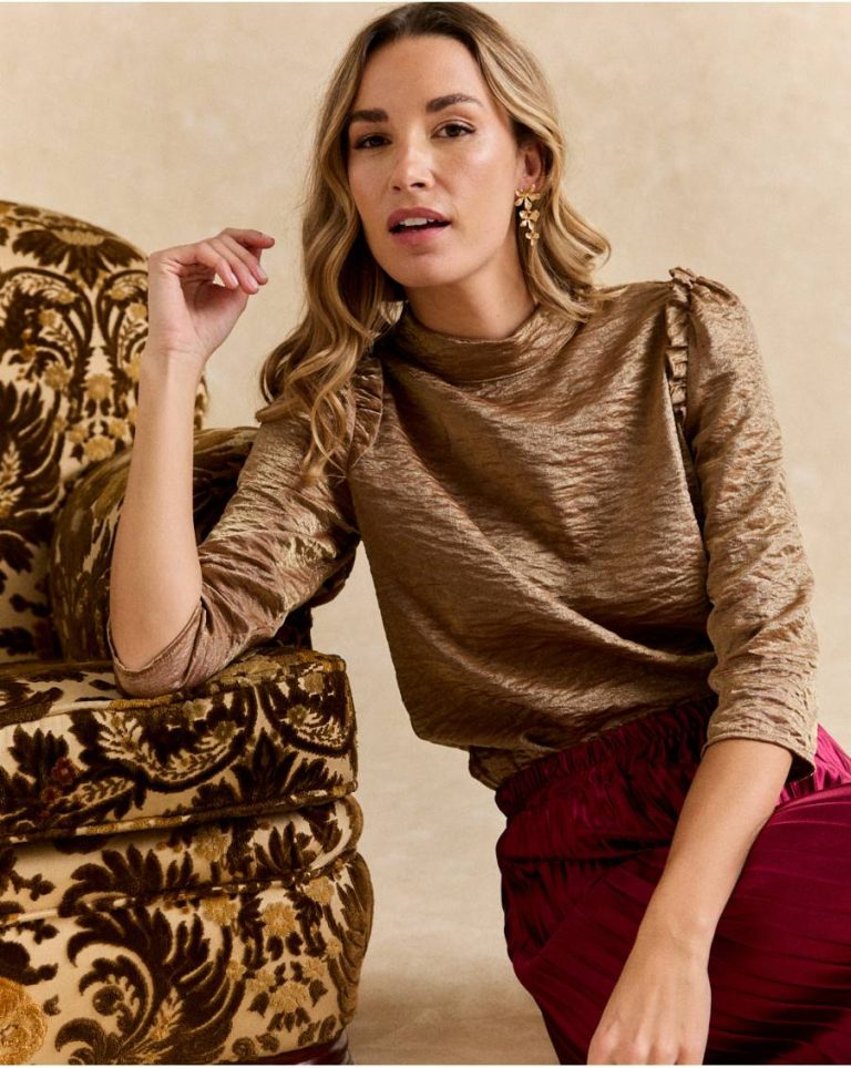 Bronze Aliema Metallic Blouse Tops Polín Et Moi Women