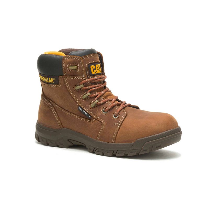 Brown Boots Cat Women Women's Resorption Waterproof Composite Toe Work Boot - Image 2