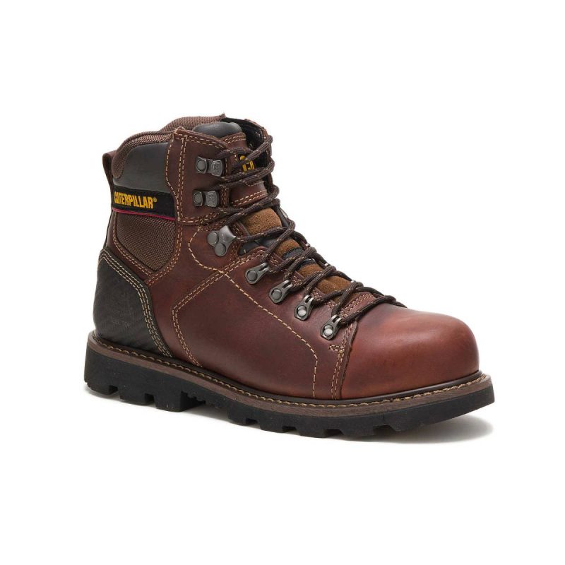 Brown Men Boots Men's Alaska 2.0 Steel Toe Work Boot Cat - Image 2