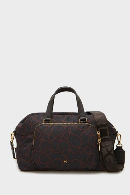 Brown Nylon Crossbody Bag Women Handbags Purificacion Garci