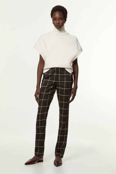 Brown Tailoring Women Karen Millen Flannel Straight Leg Split Front Dress Pants