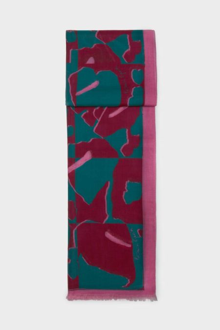 Burgundy/Green/Magenta Cala Frida Wool Scarf Women Scarves Purificacion Garci