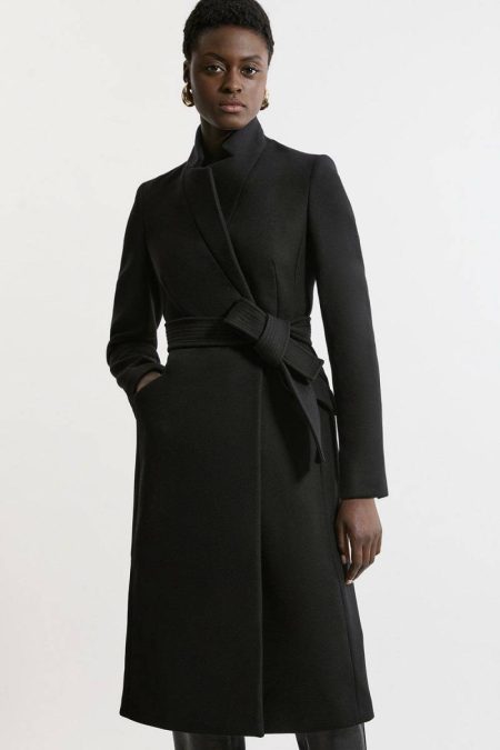 Camel Tailoring Women Premium Italian Manteco Wool Investment Notch Neck Tailored Midi Coat Karen Millen