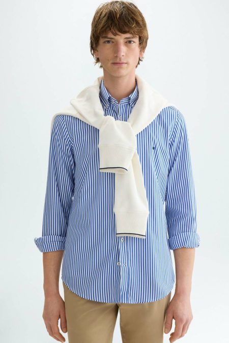 Candy Stripe Poplin Shirt Purificacion Garci Blue/White Shirts Men