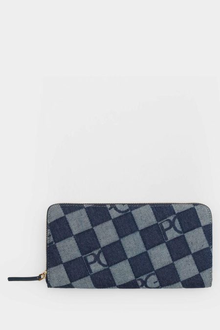 Canvas Cube Denim American Wallet Large Wallets Women Purificacion Garci Navy