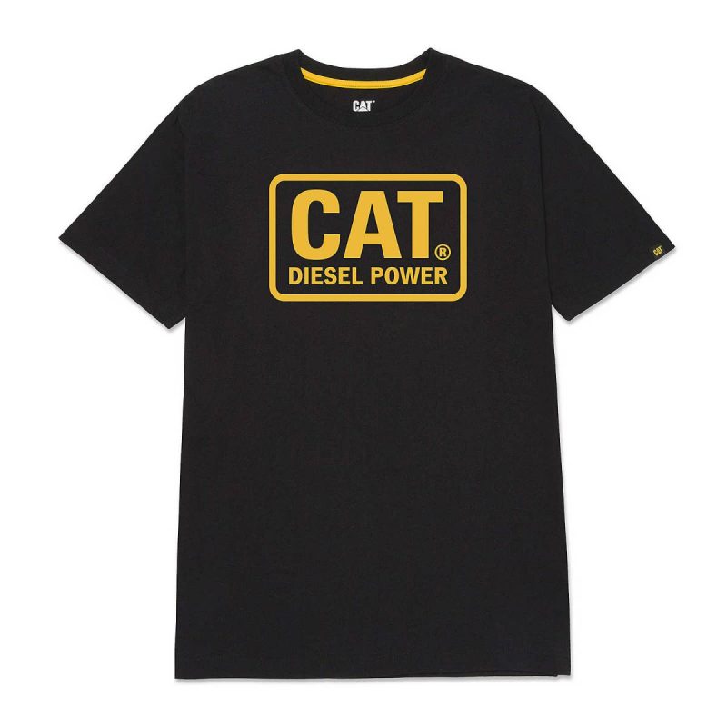 Cat Black/Yellow Tops & Outerwear Men Men's Diesel Power Short Sleeve Tee