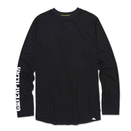 Cat Men Black Tops & Outerwear Men's Cooling Long Sleeve Tee