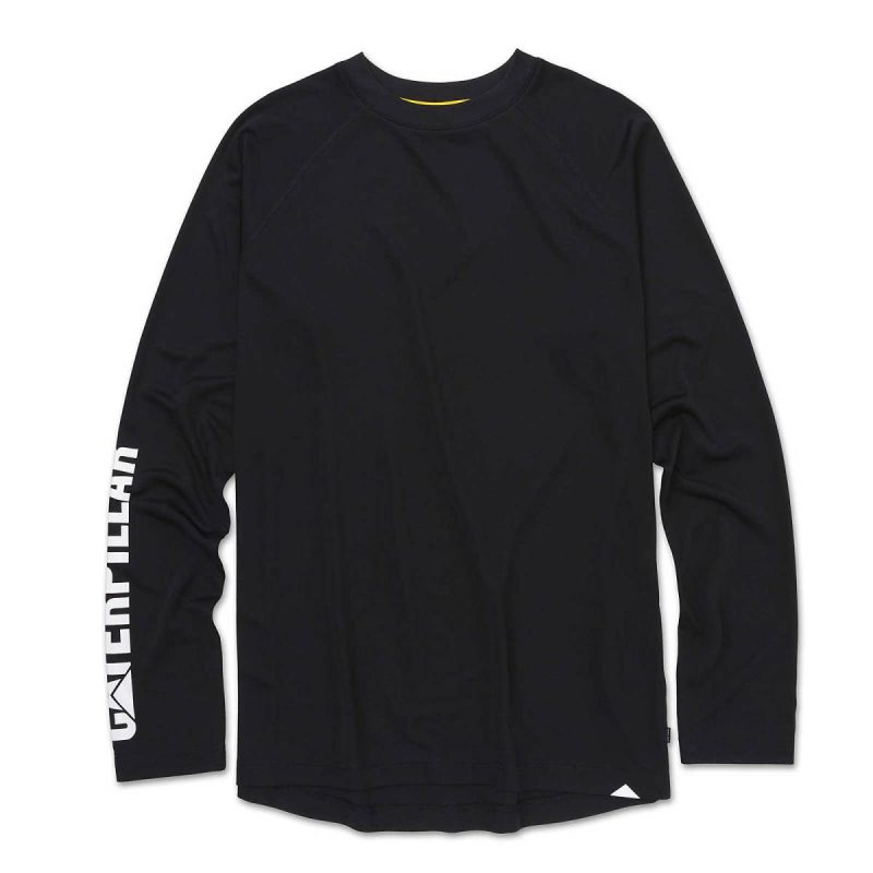 Cat Men Black Tops & Outerwear Men's Cooling Long Sleeve Tee