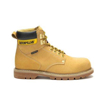 Cat Men Boots Honey Reset Men's Second Shift Waterproof Steel Toe Work Boot
