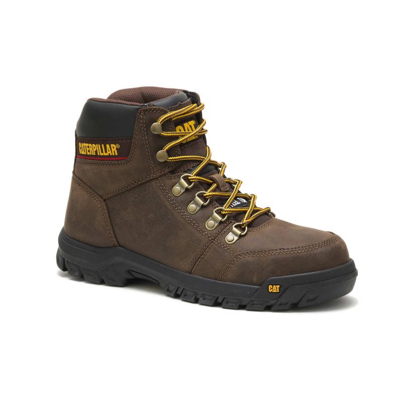 Cat Men Men's Outline Steel Toe Work Boot Seal Brown Boots - Image 3