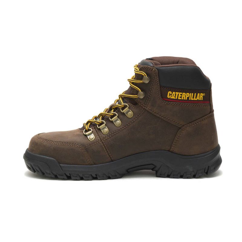 Cat Men Men's Outline Steel Toe Work Boot Seal Brown Boots - Image 4