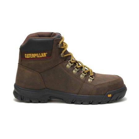 Cat Men Men's Outline Steel Toe Work Boot Seal Brown Boots