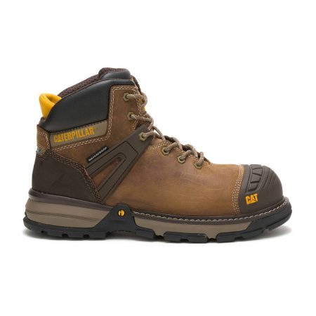 Cat Men's Excavator Superlite Waterproof Carbon Composite Toe Work Boot Dark Beige Boots Men