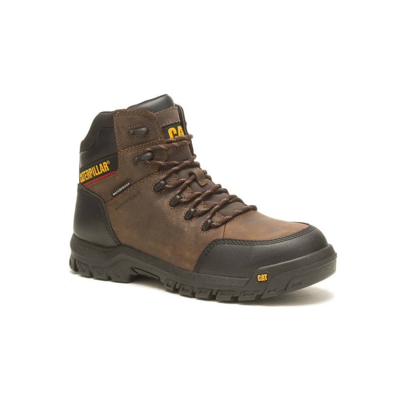 Cat Men's Resorption Waterproof Composite Toe Work Boot Men Boots Seal Brown - Image 2