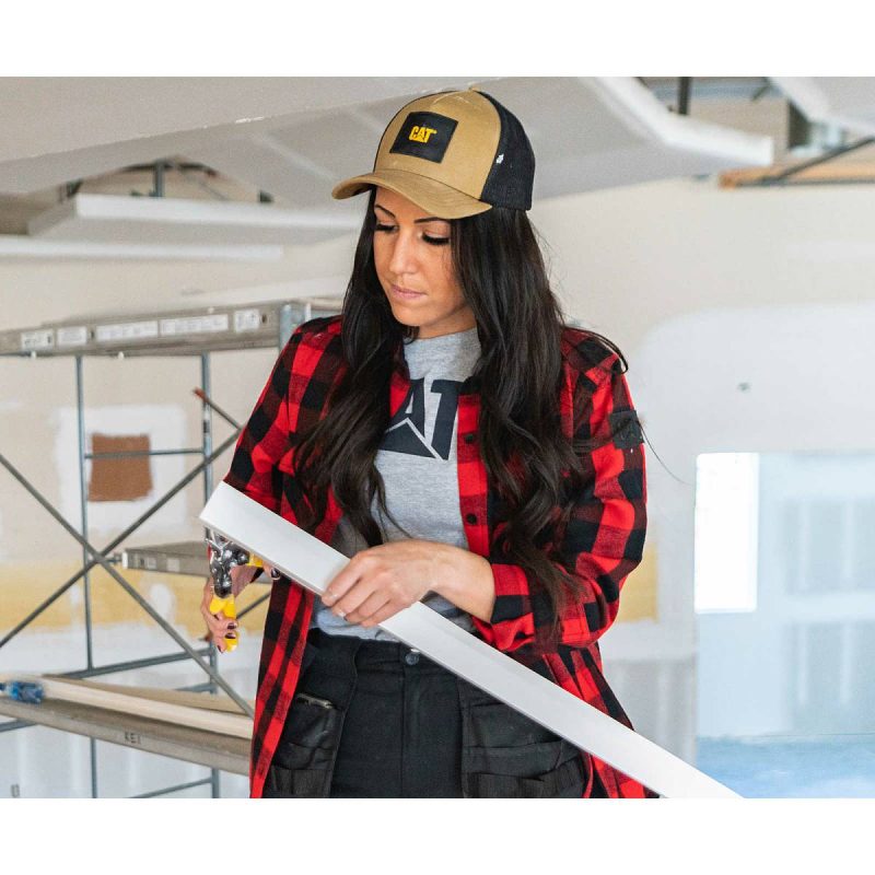 Cat Red Women Women's Buffalo Check Heavyweight Shirt Tops & Outerwear - Image 2