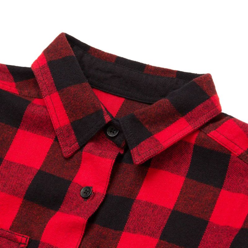 Cat Red Women Women's Buffalo Check Heavyweight Shirt Tops & Outerwear - Image 3