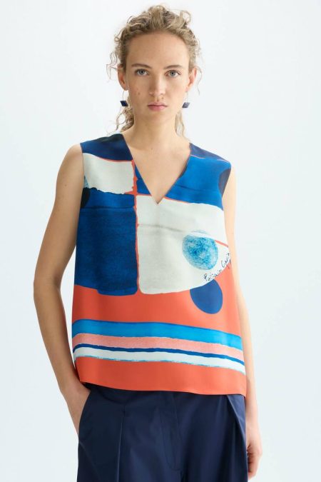 Catarinas Print Crepé A-Line Top Purificacion Garci Women Shirts Multicolor