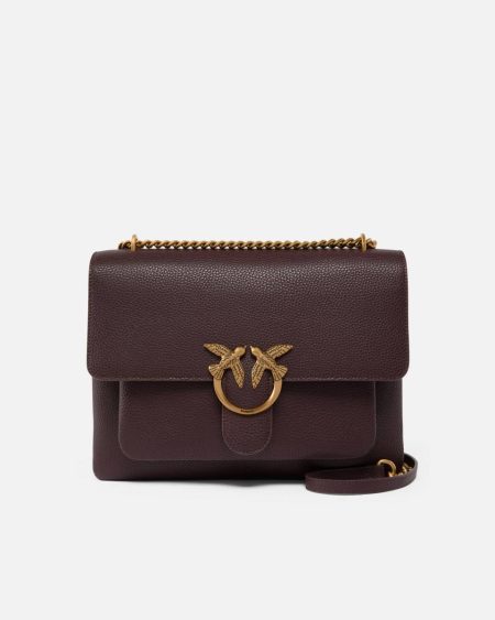 Catawba Grape-Antique Gold Love Bag Large Soft Crossbody Bag Crossbody Bags Pinko