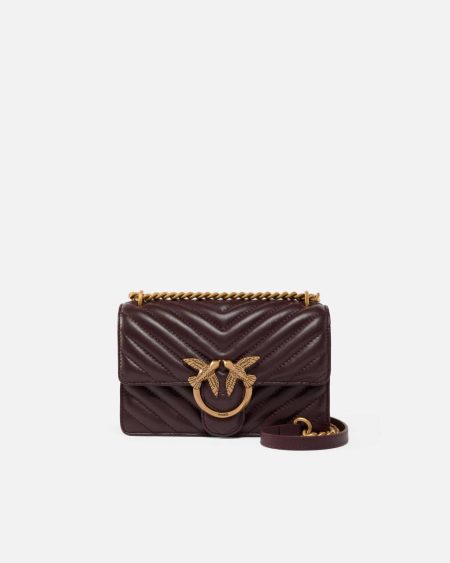 Catawba Grape-Antique Gold Pinko Shoulder Bags Mini Love Bag One Chevron
