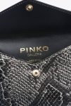 Charcoal-Light Gold Leather Goods Pinko Galleria Flat Card Holder In Python-Print Leather - Image 4
