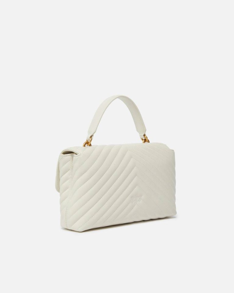 Classic Lady Love Bag Puff Chevron Crossbody Bags White+White-Antique Gold Pinko - Image 2