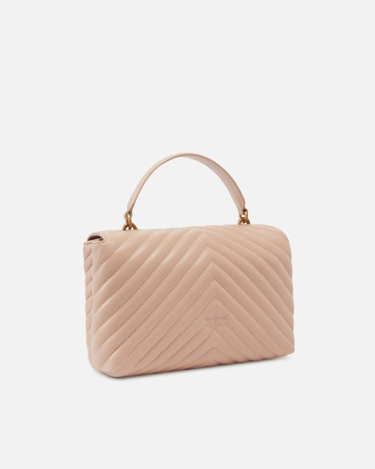 Classic Lady Love Bag Puff Chevron Pinko Handbags Pink/Dusty Pink-Antique Gold - Image 2