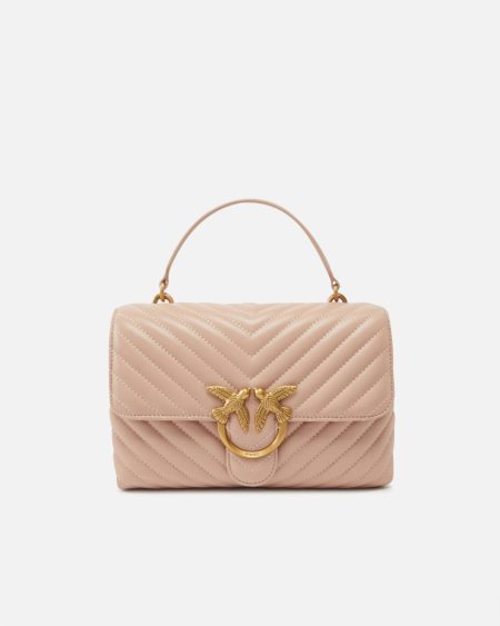 Classic Lady Love Bag Puff Chevron Pinko Handbags Pink/Dusty Pink-Antique Gold