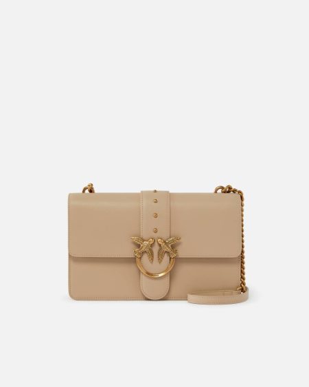 Classic Love Bag One Simply Beige-Smoke Grey-Antique Gold Crossbody Bags Pinko