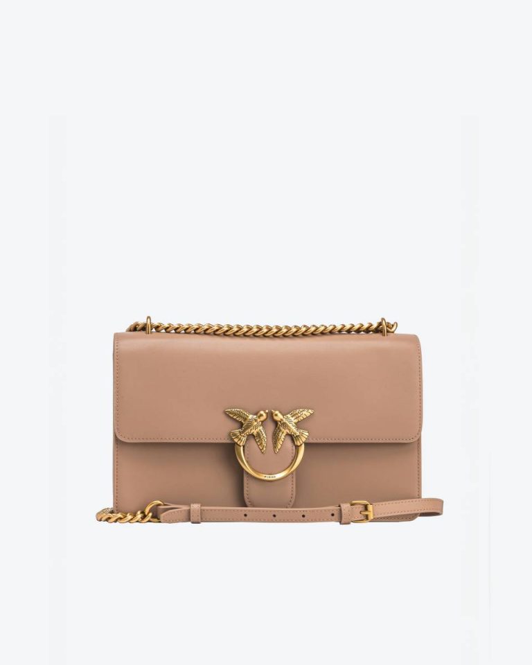 Classic Love Bag One Simply Pinko Ginger Biscuit-Antique Gold Shoulder Bags