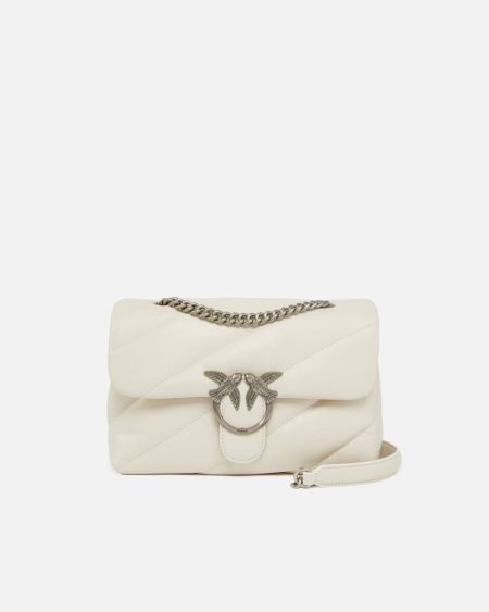 Classic Love Bag Puff Maxi Quilt Pinko Shoulder Bags White+White-Old Silver