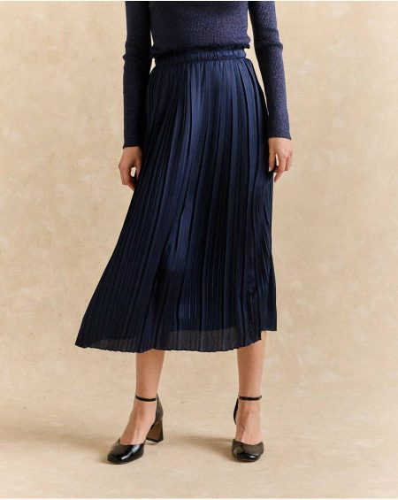 Cobalt Blue Antonia Pleated Skirt Bottoms Polín Et Moi Women
