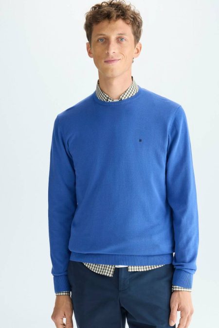 Cobalt Men Sweatshirts Pima Cotton Crew-Neck Sweater Purificacion Garci