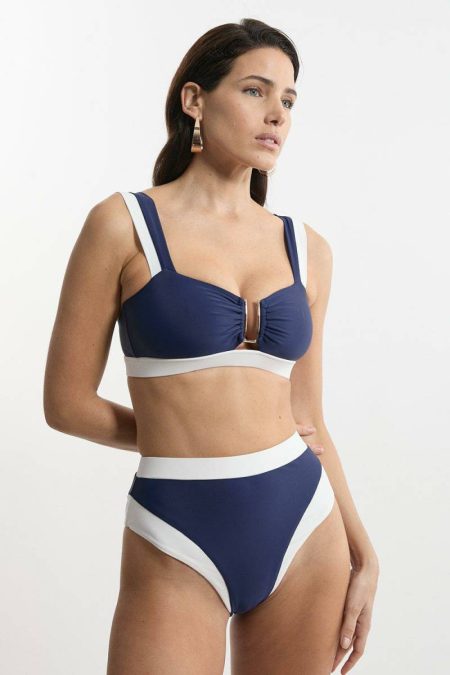 Color Blocked Trimmed Bikini Top Swimwear Women Karen Millen Red