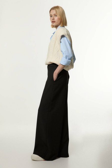 Compact Stretch Tailored Wide Leg Pants Women Tailoring Black Karen Millen