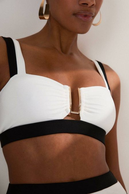 Contrast Trim Detachable Strap Bikini Top Mono Swimwear Women Karen Millen