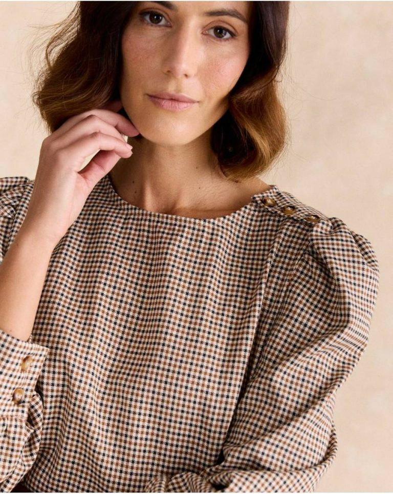 Coral Check Print Dress Dresses Camel Polín Et Moi Women - Image 4