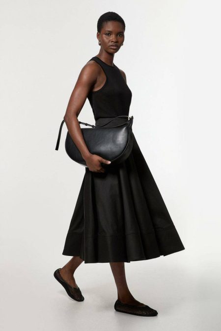 Cotton Tailored Full Skirt Women Skirts Karen Millen Camel