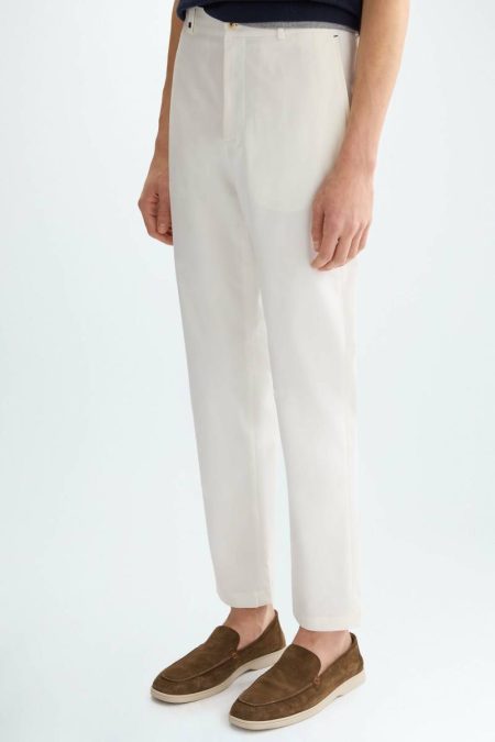 Cotton Twill Regular Fit Chino Trousers Trousers Purificacion Garci Men White