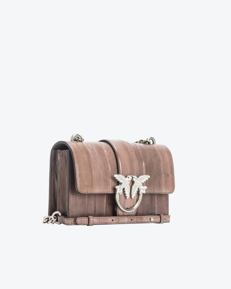 Crossbody Bags Beige - Iron-Old Silver Pinko Galleria Mini Love Bag One In Eel Skin - Image 3