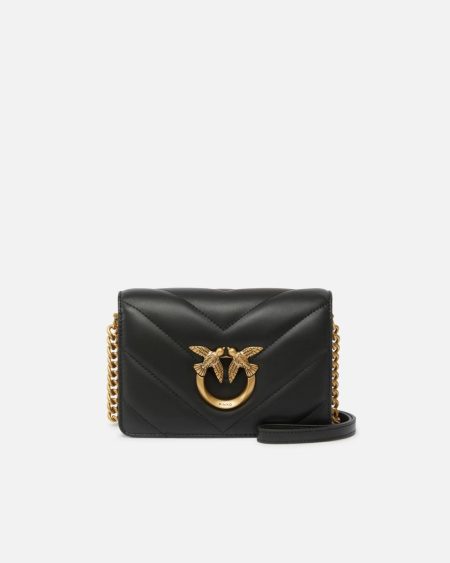 Crossbody Bags Black-Antique Gold Pinko Mini Love Bag Click Big Chevron