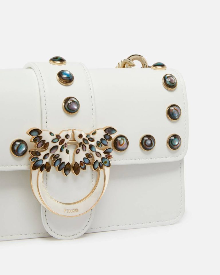 Crossbody Bags Love Bag Crossbody Bag With Mother-Of-Pearl Studs Faded Sand Beige-Light Gold Pinko - Image 3