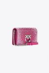 Crossbody Bags Pinko Galleria Full-Rhinestone Mini Love Bag Click Fuchsia Pink-Shiny Nickel - Image 3