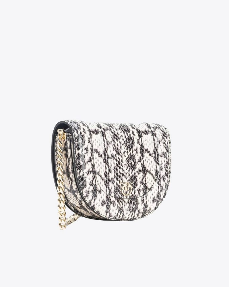 Crossbody Bags Pinko Galleria Mini Love Bag Click Round In Reptile-Print Leather White/Black-Light Gold - Image 2